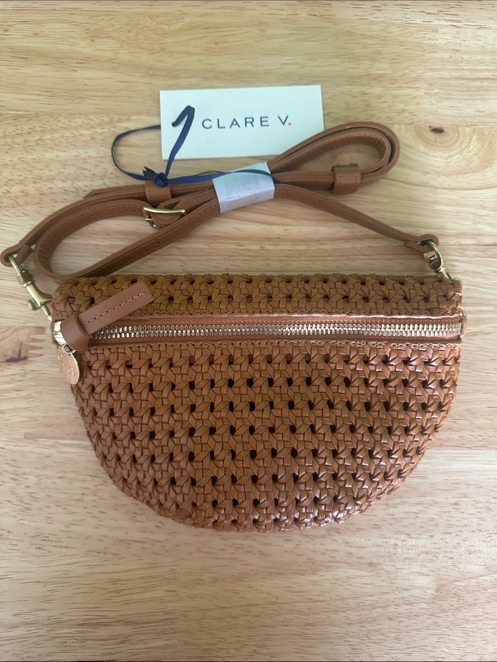 Clare V. Petite Fanny Tan Rattan New With Tags NWT